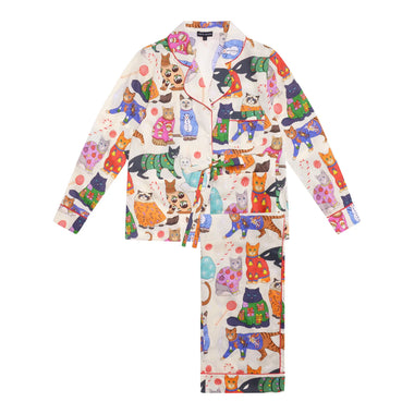Christmas Jumper Cats Classic Long Sleeve Set Cream - Pajama