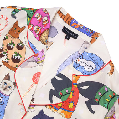 Christmas Jumper Cats Classic Long Sleeve Set Cream - Pajama