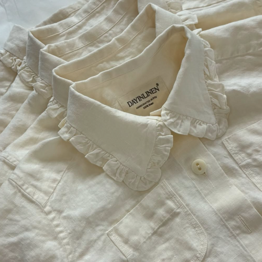 Load image into Gallery viewer, Kids Linen Shorts Set Seashell Off White - Set
