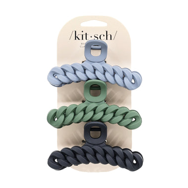 Eco-friendly Chain Claw Clip 3pcs Black/Moss - ONE SIZE - Hair Accesories