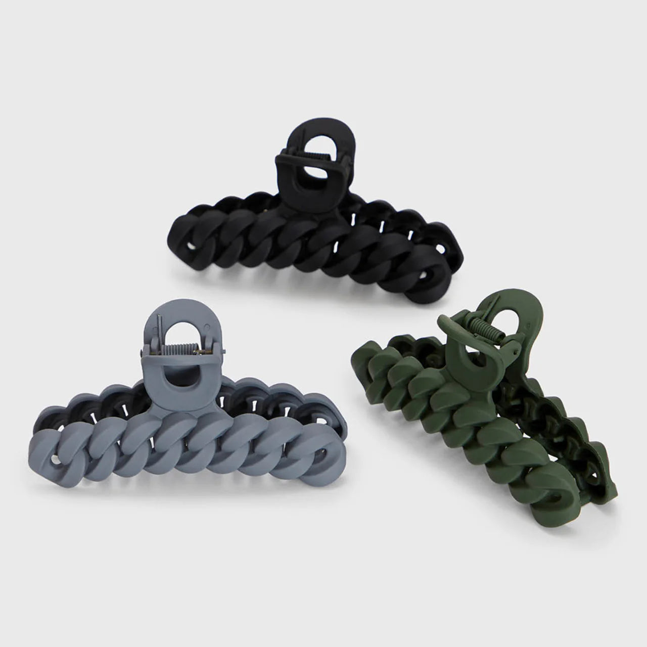 Load image into Gallery viewer, Eco-friendly Chain Claw Clip 3pcs Black/Moss - ONE SIZE - Hair Accesories

