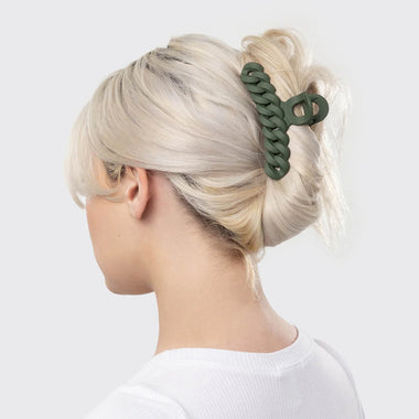 Eco-friendly Chain Claw Clip 3pcs Black/Moss - ONE SIZE - Hair Accesories