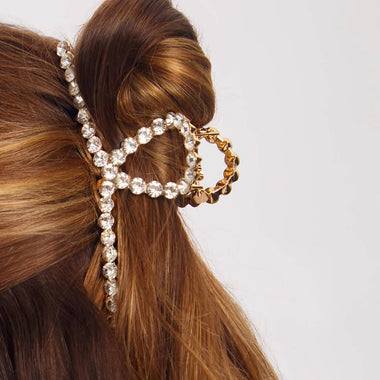 Metal Rhinestone Claw Clip Gold - ONE SIZE - Hair Accesories