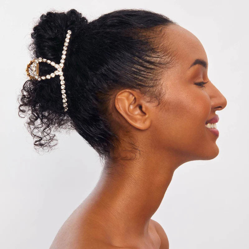 Load image into Gallery viewer, Metal Rhinestone Claw Clip Gold - ONE SIZE - Hair Accesories
