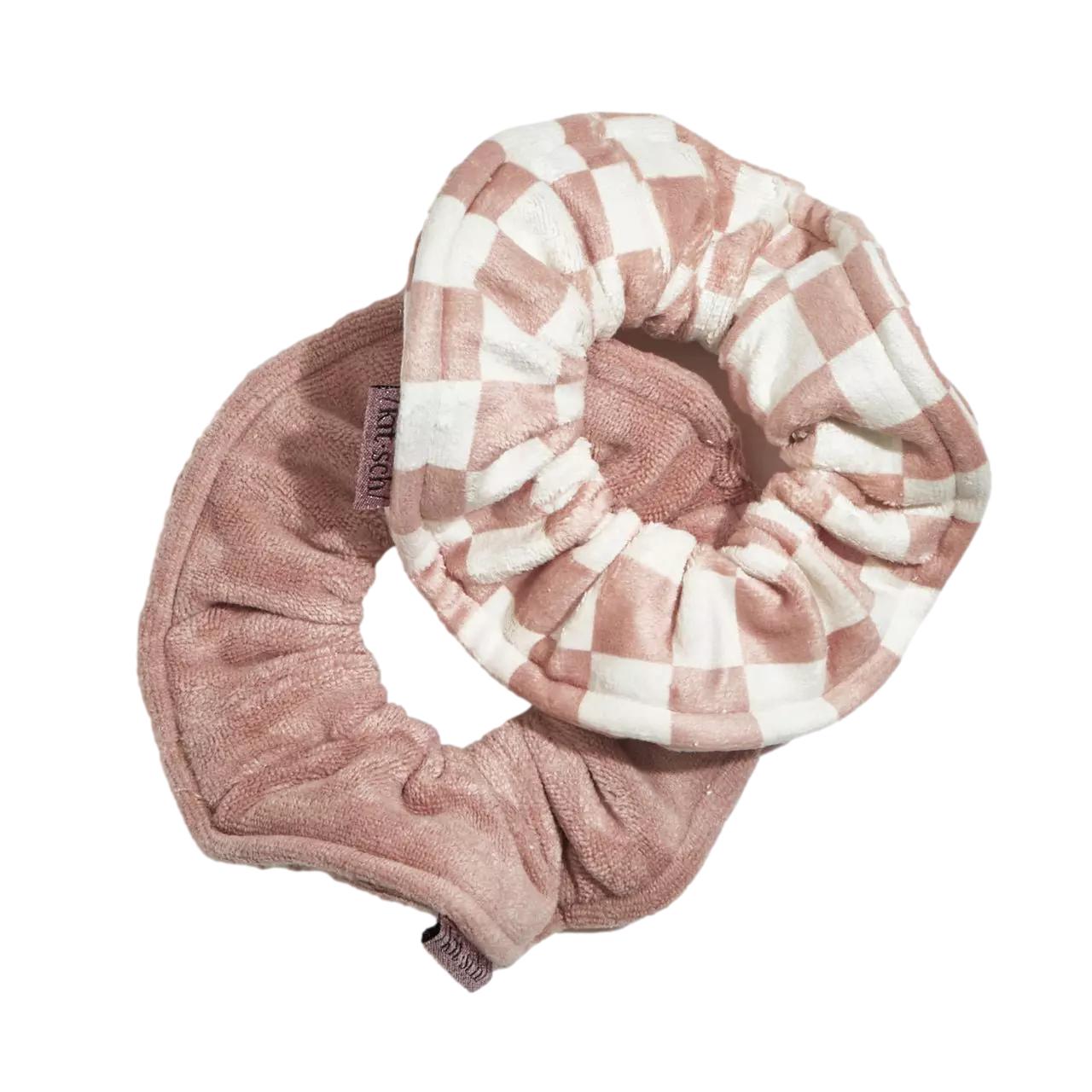 Load image into Gallery viewer, Microfiber Quick-Dry Towel Scrunchies 2pcs Terracotta Checker - ONE SIZE - Hair Accessories
