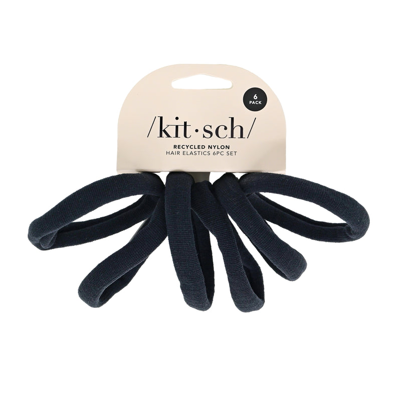 Recycled Nylon Thick Elastics 6pcs Black