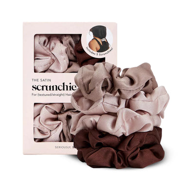 Satin Scrunchies 5pc Cameo - Hair Accessories