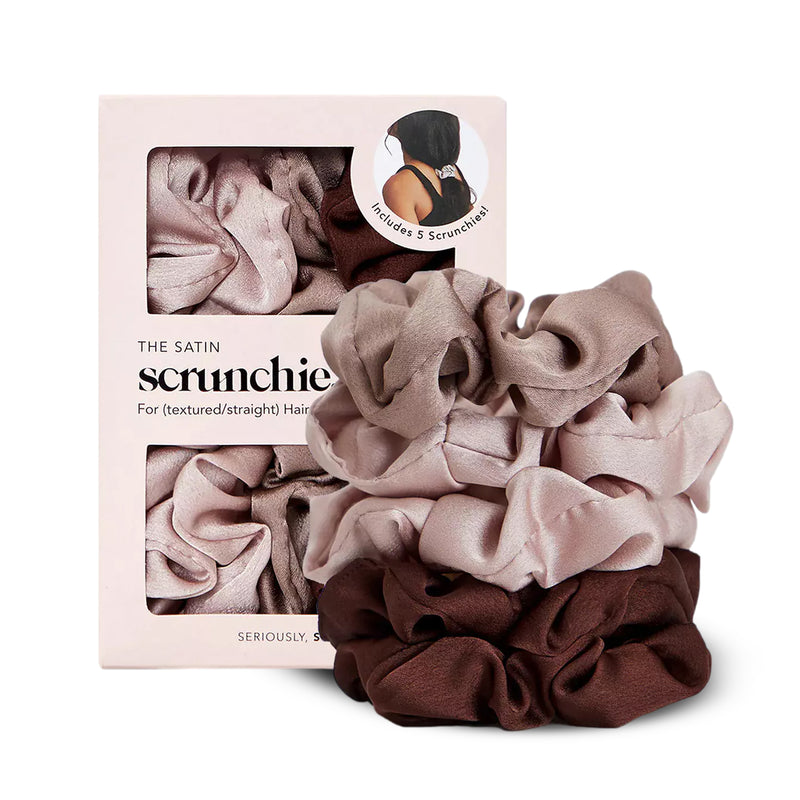 Satin Scrunchies 5pc Cameo