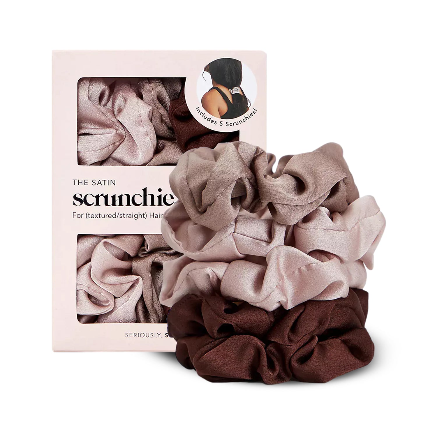 Load image into Gallery viewer, Satin Scrunchies 5pc Cameo - Hair Accessories

