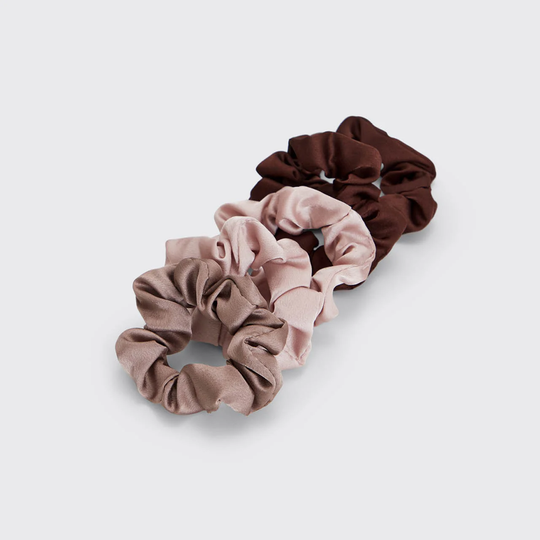 Satin Scrunchies 5pc Cameo - Hair Accessories