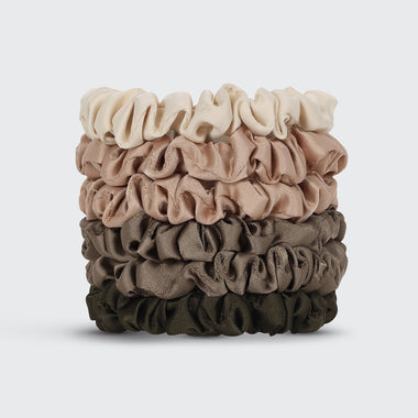 Ultra Petite Satin Scrunchies 6pcs Eucalyptus - ONE SIZE - Hair Accessories