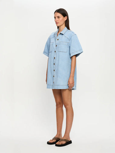 Avery Denim Mini Dress Dusty Blue