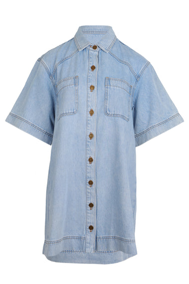 Avery Denim Mini Dress Dusty Blue