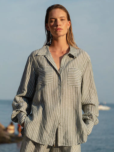 Elara Shirt Green Stripe