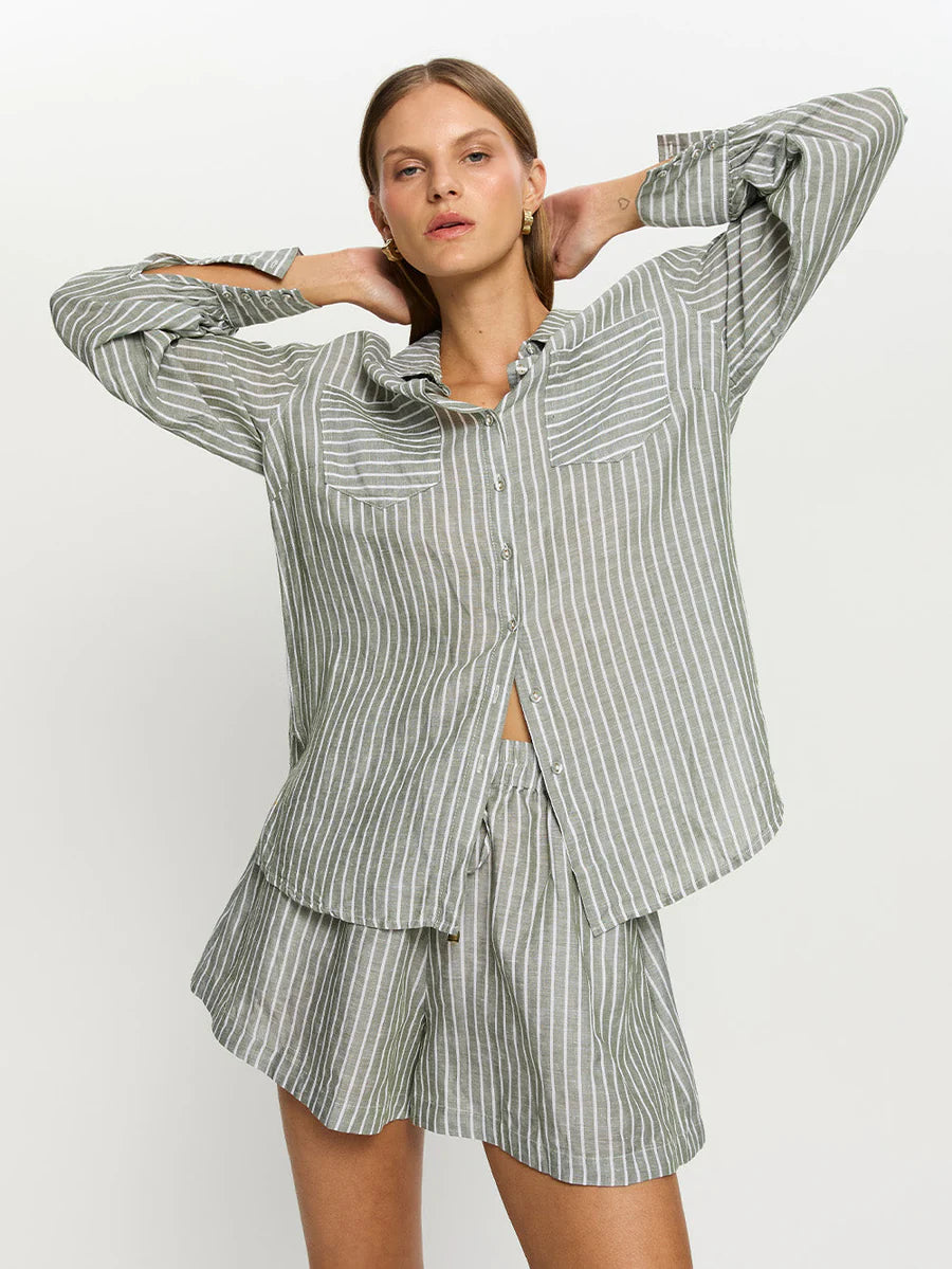 Load image into Gallery viewer, Elara Shirt Green Stripe
