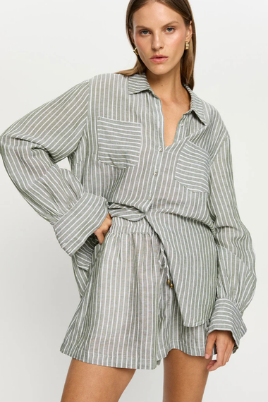 Elara Short Green Stripe