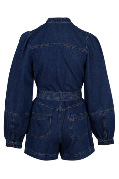 Lourdes Denim Playsuit Indigo Blue