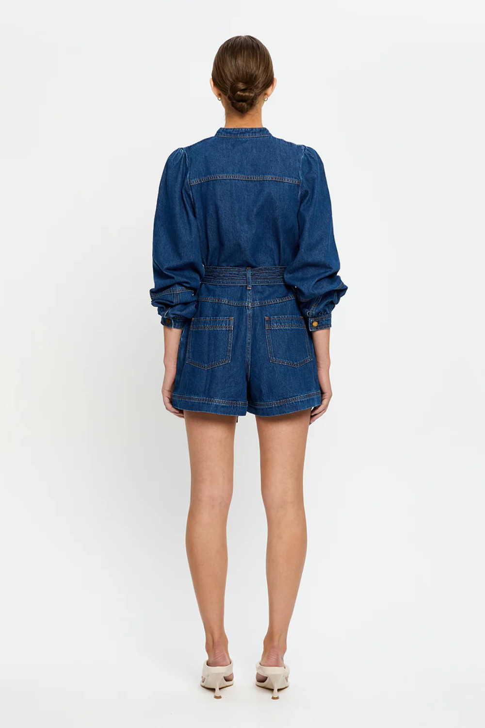 Load image into Gallery viewer, Lourdes Denim Playsuit Indigo Blue

