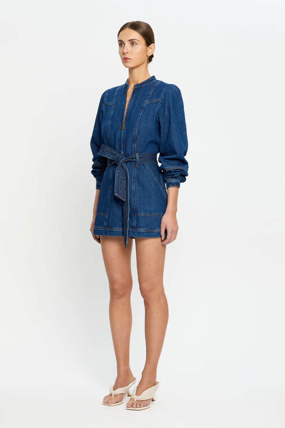 Load image into Gallery viewer, Lourdes Denim Playsuit Indigo Blue
