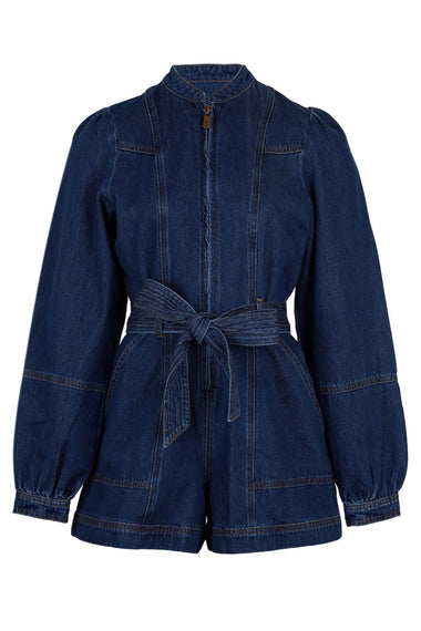Lourdes Denim Playsuit Indigo Blue