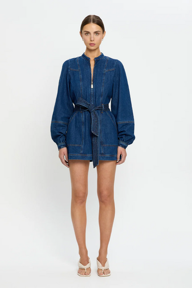 Lourdes Denim Playsuit Indigo Blue