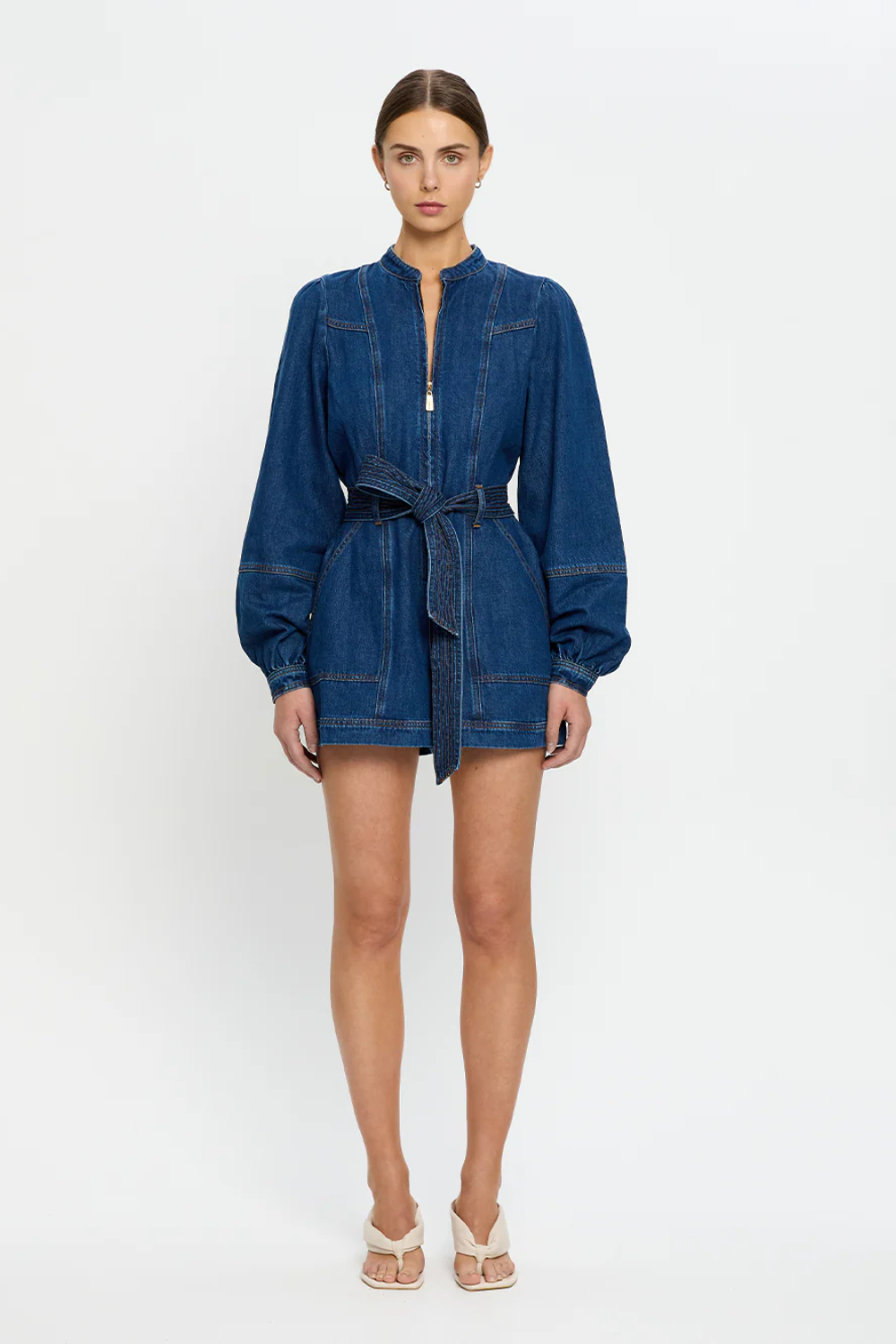 Load image into Gallery viewer, Lourdes Denim Playsuit Indigo Blue
