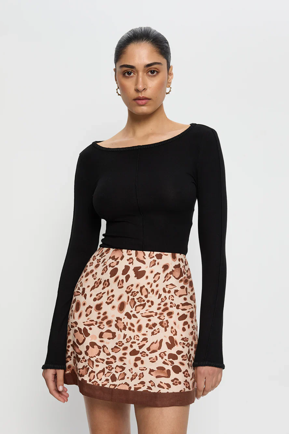 Load image into Gallery viewer, Paris Mini Skirt Brown
