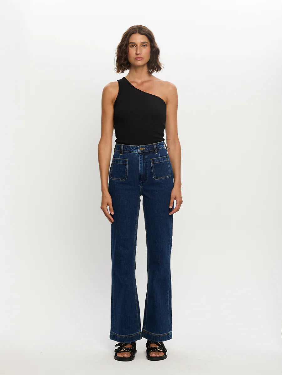 Load image into Gallery viewer, Tallulah One Shoulder Tank Black
