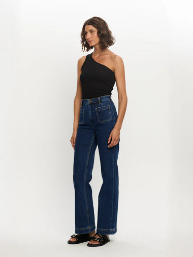 Tallulah One Shoulder Tank Black