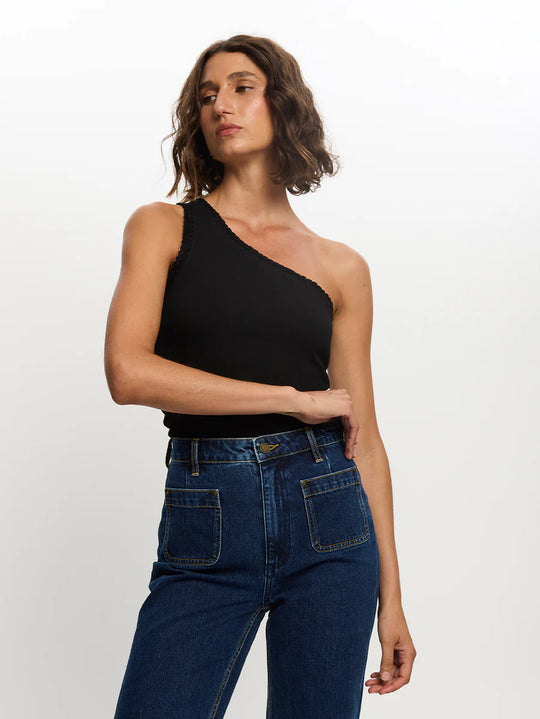 Load image into Gallery viewer, Tallulah One Shoulder Tank Black
