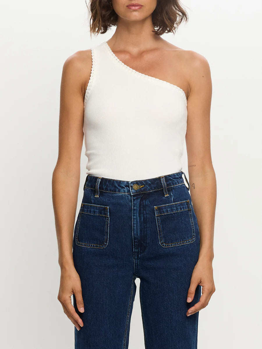Load image into Gallery viewer, Tallulah One Shoulder Tank White
