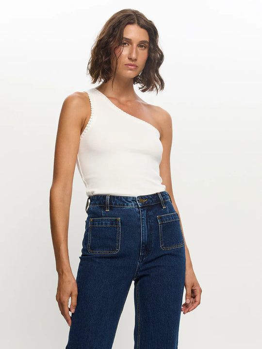Tallulah One Shoulder Tank White