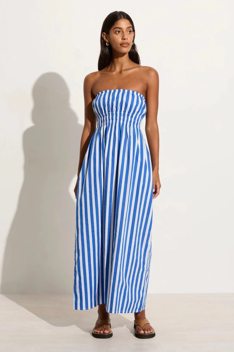 Le Bon Midi Dress Bayou Stripe-Cobalt