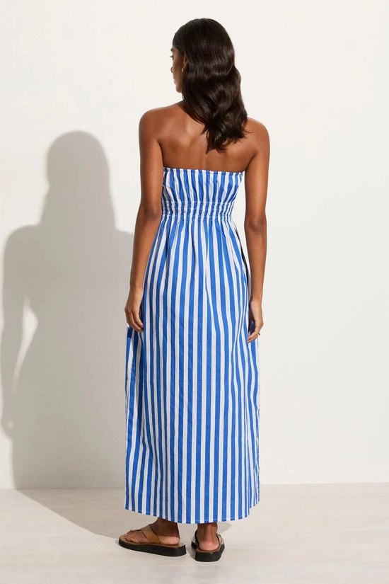 Load image into Gallery viewer, Le Bon Midi Dress Bayou Stripe-Cobalt
