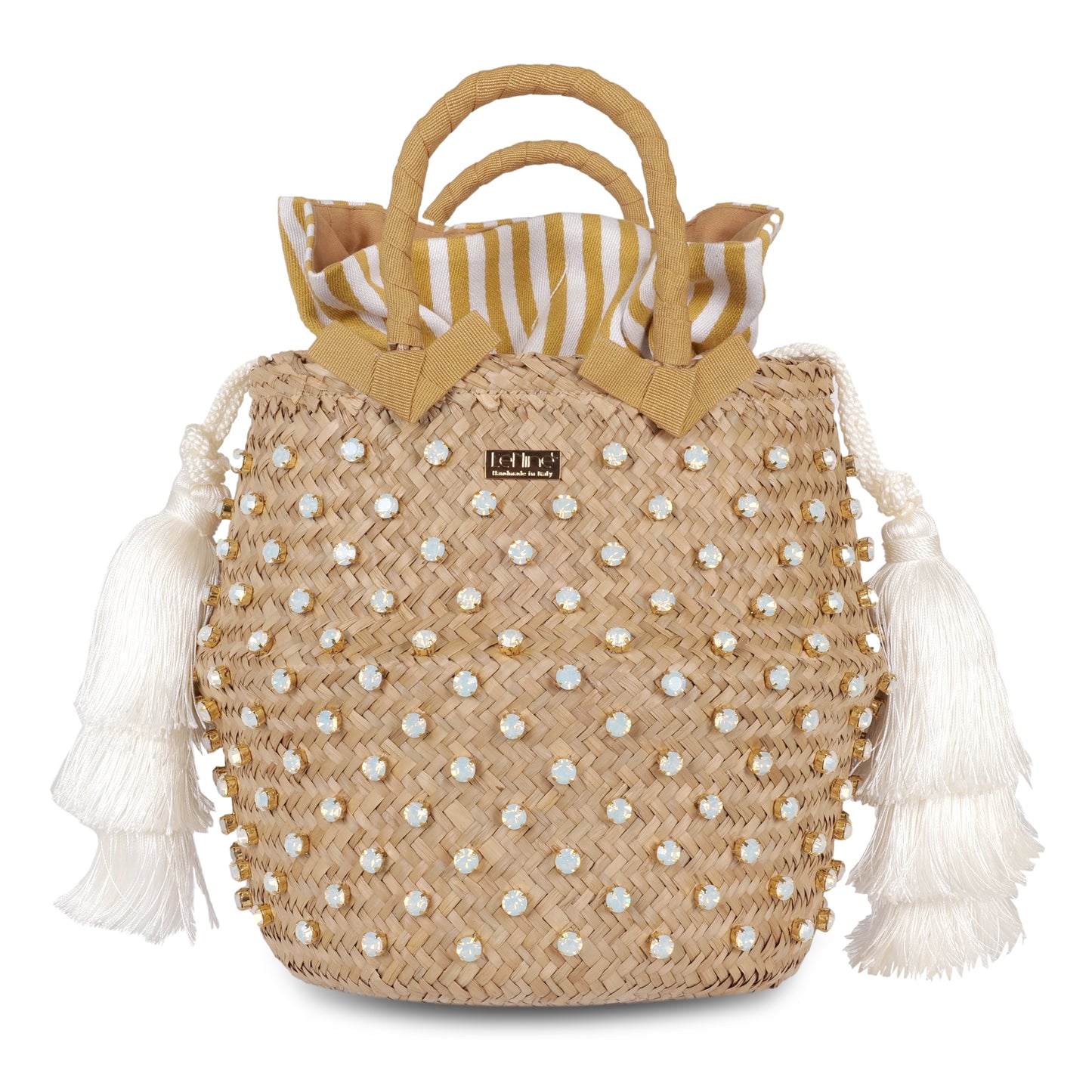 Load image into Gallery viewer, Carol Yacht White Opal Sand Large Biscotto &amp;amp; Gold - ONE SIZE - Bag
