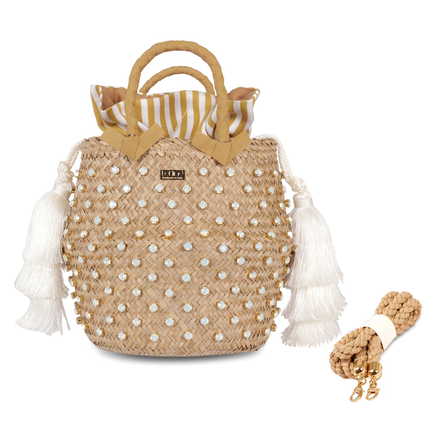 Load image into Gallery viewer, Carol Yacht White Opal Sand Large Biscotto &amp;amp; Gold - ONE SIZE - Bag
