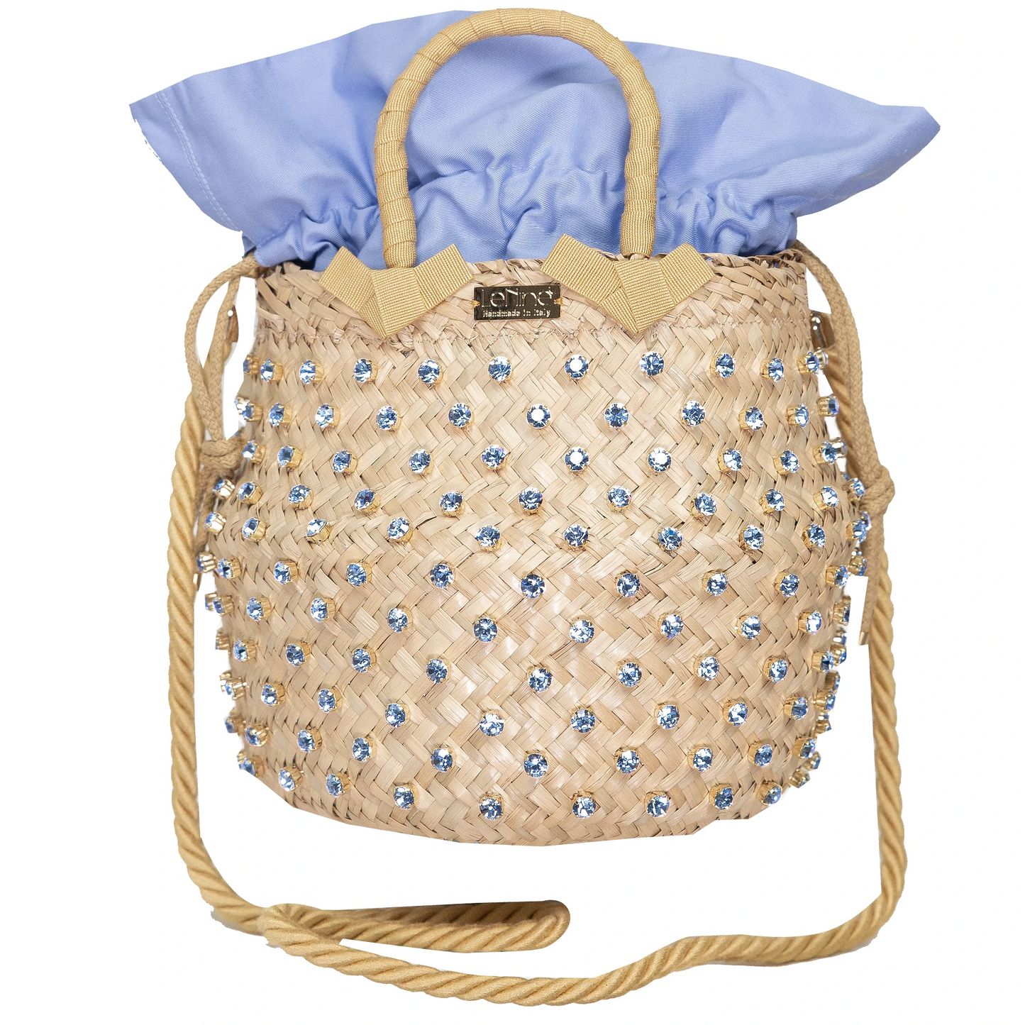 Straw Beach Bag with Crystals