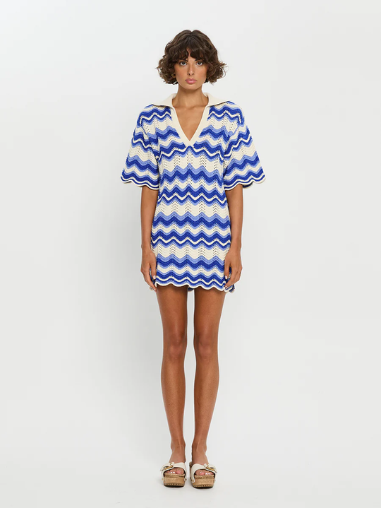 Load image into Gallery viewer, Leighton Mini Dress Blue Wave - Dress
