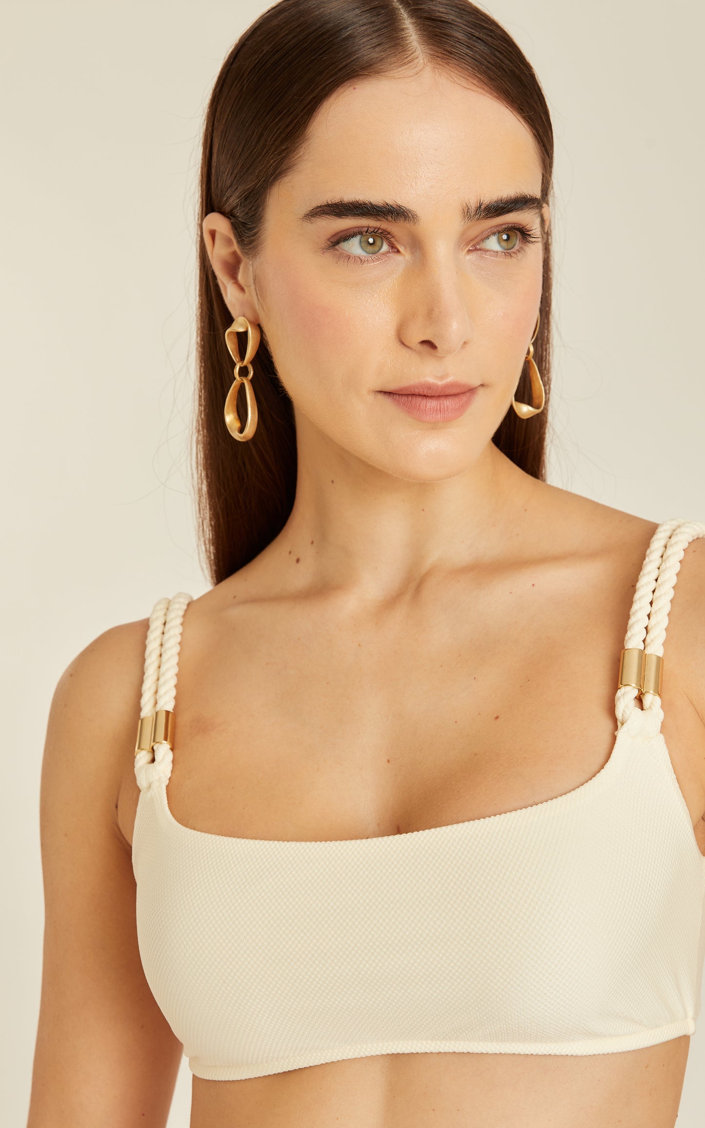 Load image into Gallery viewer, Rope Detail Bikini Top Off White - Bikini Top
