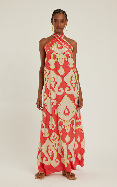 Silk Cross Neck Dress Turkey - Dress