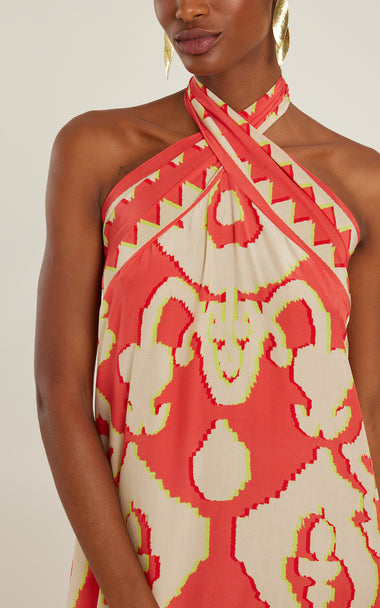 Silk Cross Neck Dress Turkey - Dress