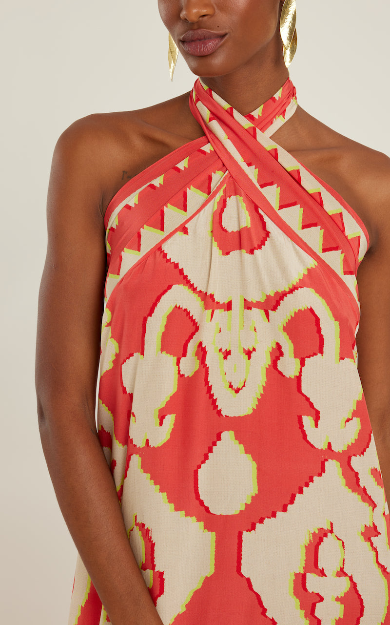 Load image into Gallery viewer, Silk Cross Neck Dress Turkey - Dress
