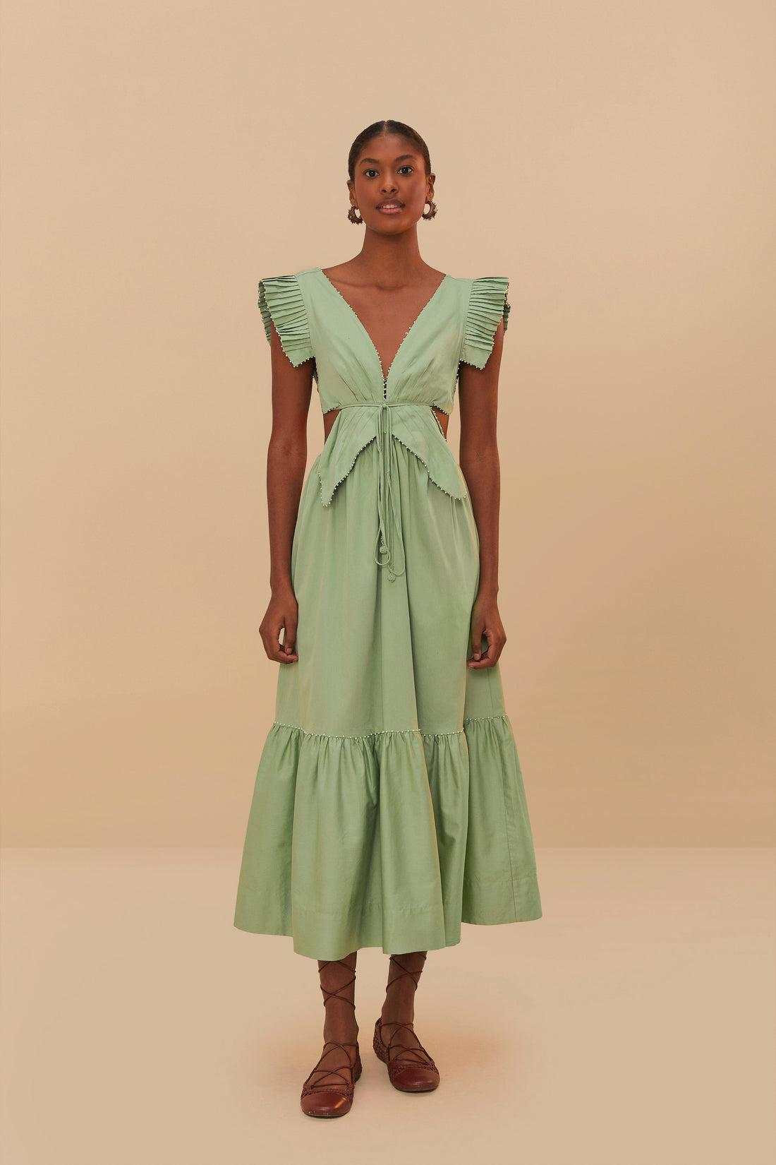 Load image into Gallery viewer, Light Green Butterfly Midi Dress
