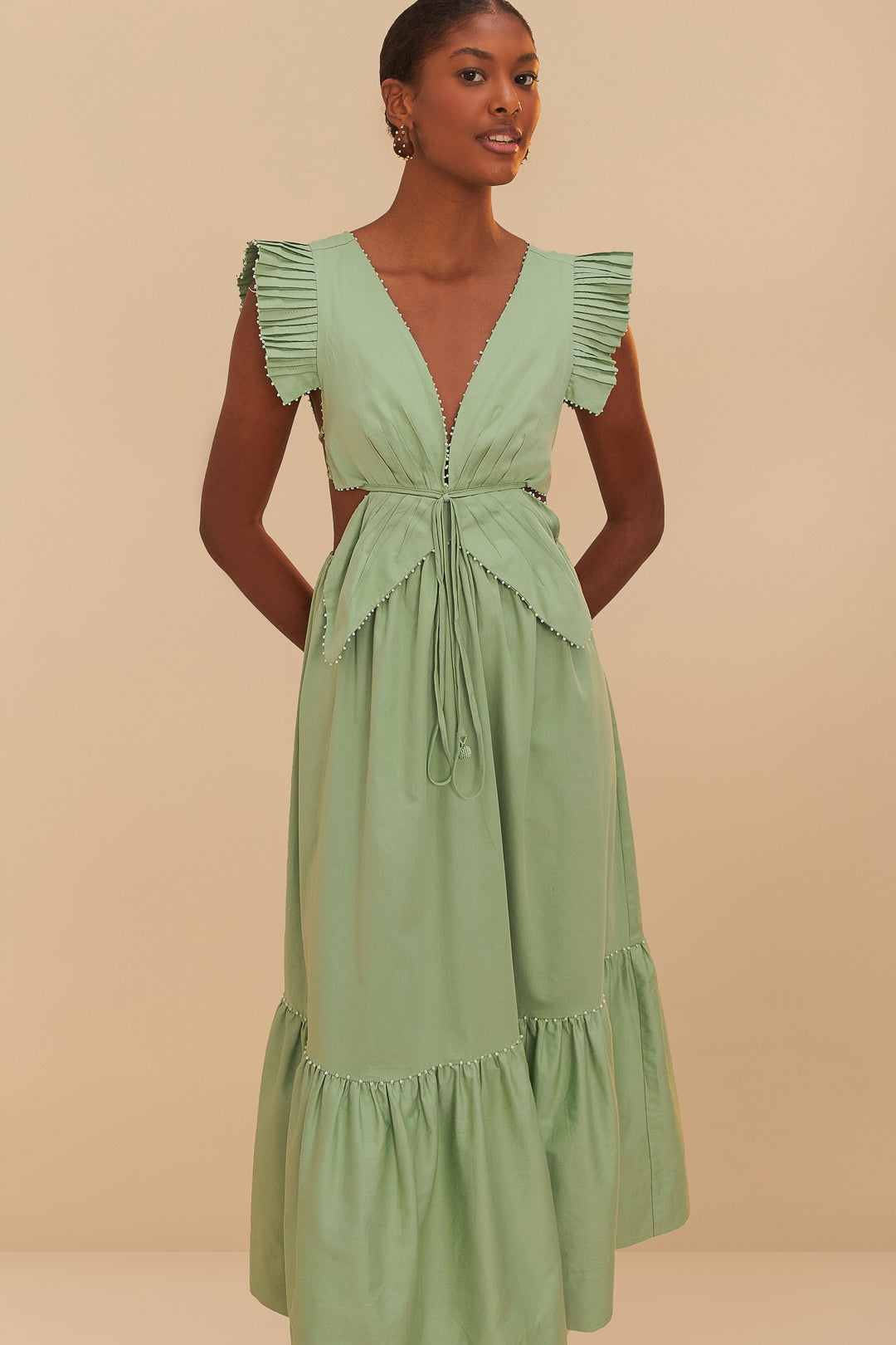 Load image into Gallery viewer, Light Green Butterfly Midi Dress
