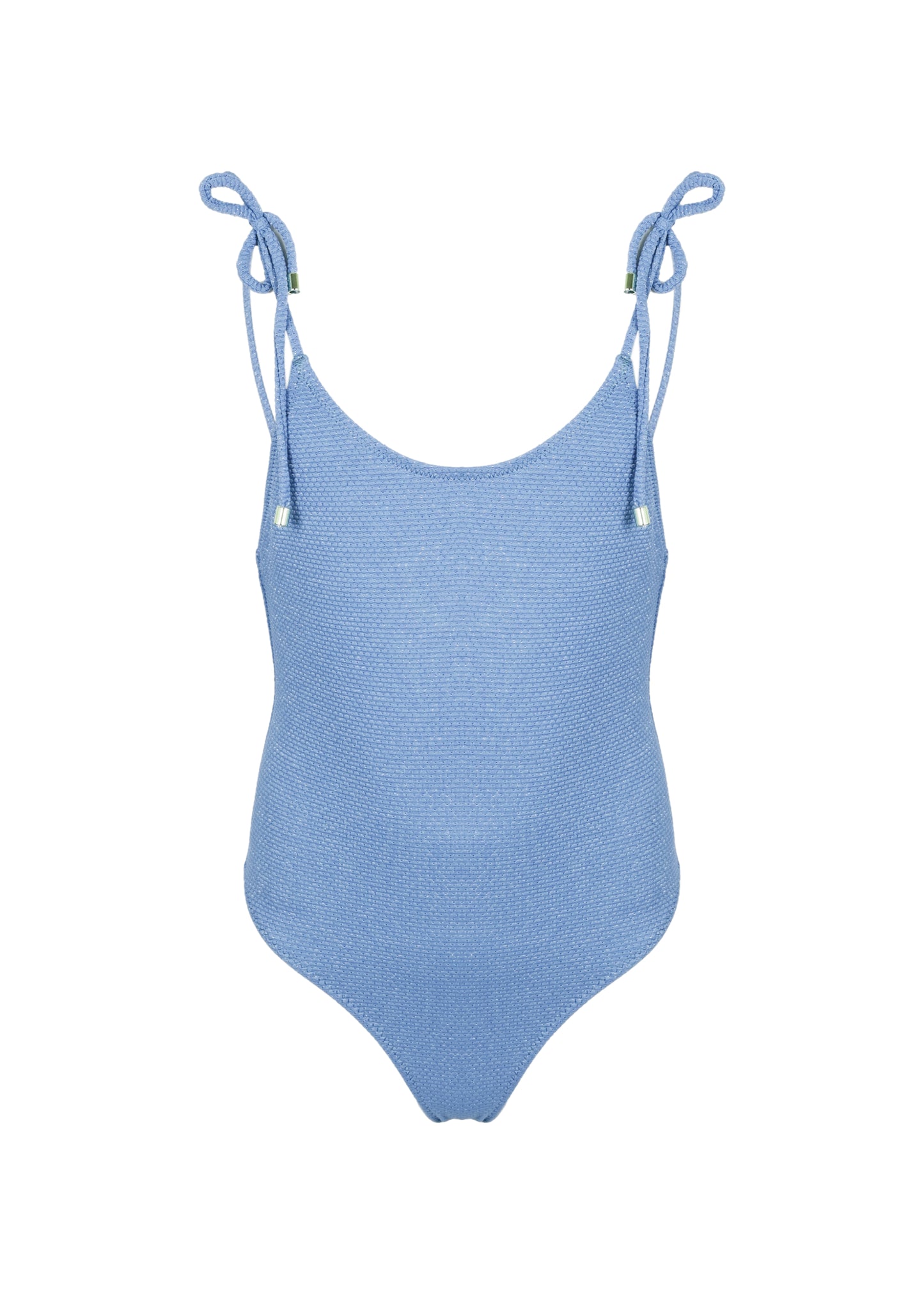 One Piece Swimsuit Lurex and Ties Light Blue