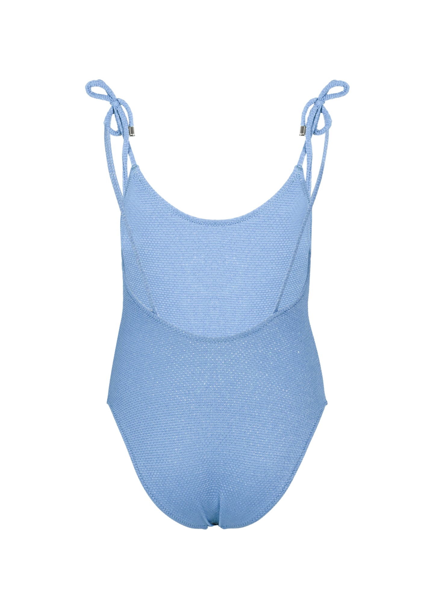 One Piece Swimsuit Lurex and Ties Light Blue