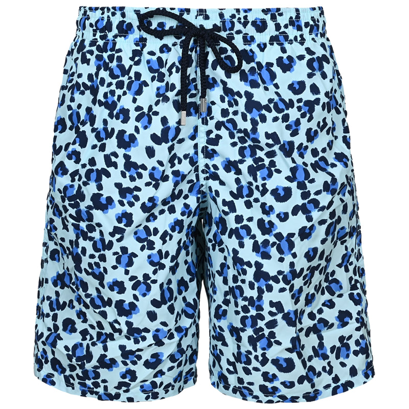 Men Long Swim Shorts Turtles Leopard