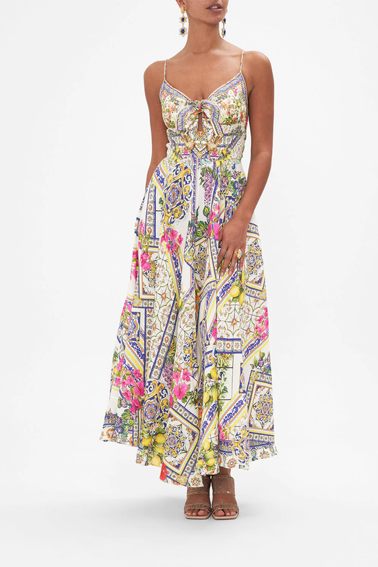 Load image into Gallery viewer, Long Dress w/ Tie Front Amalfi Amore
