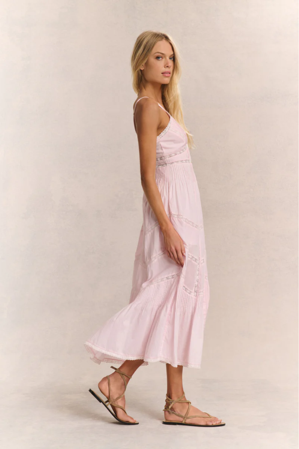 Load image into Gallery viewer, Esilda Heritage Cotton Midi Dress Pink
