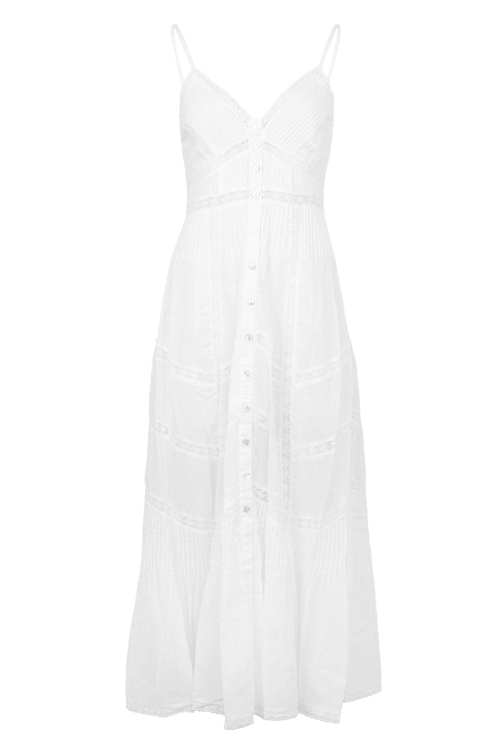 Load image into Gallery viewer, Esilda Heritage Cotton Midi Dress White
